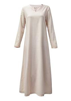 PROCOS Damen Mittelalter Unterkleid Leinen Tunika Kleid Bauernkleid Cosplay Kostüme, Elfenbein, X-Large von Procos