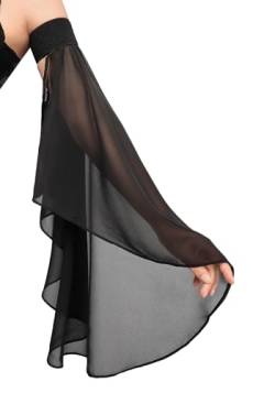 PROCOS Damen Viktorianische Lange Tüll Handschuhe Opera Pageant Handschuhe Chiffon Tüll Abnehmbare Ärmel für Hochzeitskleid Halloween, Schwarz-02, Einheitsgröße von Procos