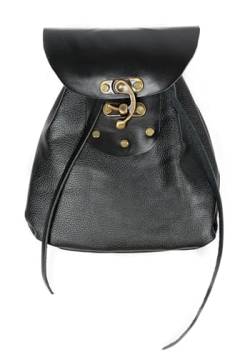 PROCOS Mittelalter PU Leder Gürteltasche Hüfttasche Renaissance Kordelzug Vintage Münzbörse für LARP Wikinger Pirat Steampunk Zubehör, Schwarz, Mittelalter von Procos