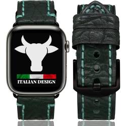 ProdAccs lederarmband Kompatibel mit Apple Watch Armband 45mm / 44mm / 42mm Leder - Series 7 6 5 4 3 - Edition SE Hermes Nike - Iwatch band Geschenke für Damen & Männer (Dunkelgrün / Schwarz) von ProdAccs