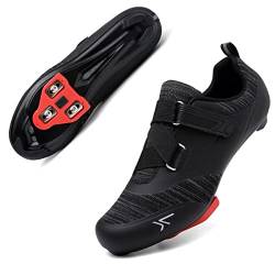 Prodkfe Unisex Fahrradschuhe - Mountainbike MTB Spinning Schuhe Kompatibel mit Cleat, Look Delta, SPD/SPD-SL, Radsportschuhe for Herren Damen Schwarz 42EU von Prodkfe