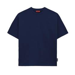Prohibited Blanks | Einfarbiges Basic Oversize T-Shirt | Heavy Qualität mit 270 GSM Baumwolle | Rundhals-Ausschnitt, Boxy Fit (Navy, L) von Prohibited Blanks