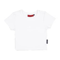 Prohibited einfarbiges Basic Cropped T-Shirt | Dicker Stoff, Dehnbar & Hauteng, Rundhals-Ausschnitt, Blickdicht | Premium Damen Oberteil (L, Off-White) von Prohibited Blanks