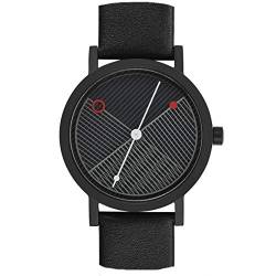 Projects Watches "Hatch Black Quarz Edelstahl Gebürstet IP Schwarz Rot Weib Leder Unisex Uhr von Projects Watches
