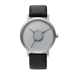 Projects Watches "Nadir Steel" Quarz Edelstahl Grau Matte Schwarz Leder Unisex Uhr von Projects Watches