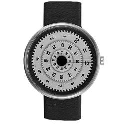 Projects Watches "Vault Quarz Edelstahl Gebürstet Grau Leder Schwarz Unisex Disc Uhr von Projects Watches