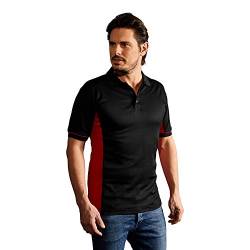 Funktions Kontrast Poloshirt Herren, Schwarz-Rot, L von Promodoro