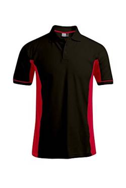Funktions Kontrast Poloshirt Plus Size Herren, Schwarz-Rot, XXXL von Promodoro