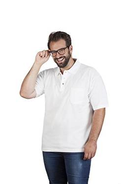 Heavy Poloshirt mit Brusttasche Plus Size Herren, Weiß, 4XL von Promodoro
