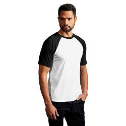 Raglan Baseball T-Shirt Herren, Weiß-Schwarz, XL von Promodoro