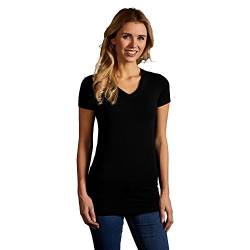 Slim-Fit V-Ausschnitt T-Shirt Lang Damen, Schwarz, S von Promodoro