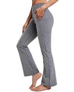 Promover Yoga Hosen Damen Stretch Mit Taschen Activewear-Hosen Trainieren Bootleg Schlaghose Bootcut Sporthose Fitness Hohe Taille Flare Hose Aktive Freizeit Jazzpants von Promover