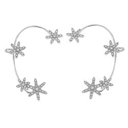 Prosy 1 Pair Kristall Blume Wrap Around Ohrringe ohne Pierced Ear Clip Bling Schmetterling Weihnachtsbaum Ohrringe Schmuck für Frauen und Mädchen (Silver 3) von Prosy