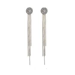 Prosy 1 Pair Quaste Strass Sonnenblume Ohrringe Silber Lange Ohrring Vintage Brautkleid Zubehör für Frauen und Mädchen von Prosy