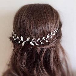 Prosy Braut Hochzeit Haar Reben Silber Braut Kristall Stirnbänder Strass Kopfschmuck für Frauen und Mädchen von Prosy
