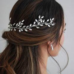 Prosy Braut Hochzeit Haar Reben Silber Braut Kristall Stirnband Strass Kopfschmuck für Frauen und Mädchen von Prosy