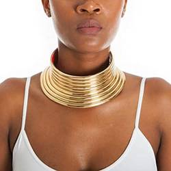 Prosy Punk afrikanische Choker-Halskette, Gold, Afrika-Halsband, Halskette, Schmuck, verstellbar für Damen von Prosy