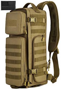 Protector Plus Taktische Schultertasche, Militär, MOLLE-Umhängetasche (Patch im Lieferumfang enthalten), Herren, braun, Medium von Protector Plus