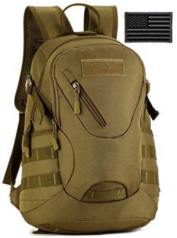 Protector Plus Taktischer Motorrad-Rucksack, kleiner Militär-Tagesrucksack (Patch enthalten), Herren, braun, Medium von Protector Plus