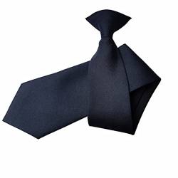 Proumhang Solide Krawatte für Männer,Uniform Clip-On Krawatte mit Knopflöchern,Einheitsgröße für Unisex Erwachsene 51cm Marineblau von Proumhang