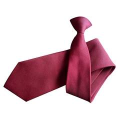 Proumhang Solide Krawatte für Männer,Uniform Clip-On Krawatte mit Knopflöchern,Einheitsgröße für Unisex Erwachsene 51cm Weinrot von Proumhang
