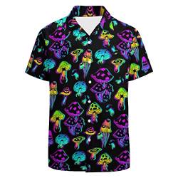 Prowinly Herren Hawaii-Hemd, lässig, Button-Down-Shirt, Party-Shirt, kurzärmelig, Button-Up-Shirt, Neon-Pilz, XX-Large von Prowinly