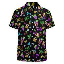 Prowinly Herren Hawaii-Hemd, lässig, Button-Down-Shirt, Party-Shirt, kurzärmelig, Button-Up-Shirt, Neonfarben, Party-Stil, Mittel von Prowinly