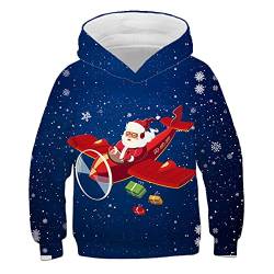 Weihnachtspullover, 3D Cartoon Print Kapuzenpullover Hooded Langarm Casual Junge/Mädchen Weihnachtsmann Sweater (A6,110) von Proxiceen