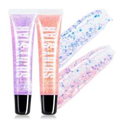 Prreal 2PCS Glitter Lip Gloss Set, Glitter Lipstick for Festival Rave Accessories, Lightweight, Moisturizing, Shimmer Lip Gloss with Holographic Sequin for Glitter Glow Lipstick Makeup(4+6) von Prreal