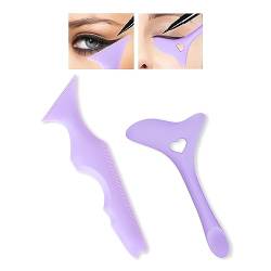 Prreal 2PCS Silicone Eyeliner Stencils, Reusable Eyeliner Aid, Multifunctional Eyebrow Lipstick Face Make Up Aid, Quicky Eye Makeup Tool for Beginner Women(Purple Heart+Purple Ruler) von Prreal