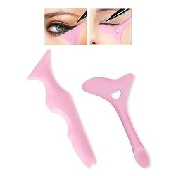 Prreal 2PCS Silicone Eyeliner Stencils, Reusable Eyeliner Stencil Eyeliner Aid, Multifunctional Eyebrow Lipstick Face Make Up Aid, Eye Makeup Tool for Beginner Women(Pink Heart+Pink Ruler) von Prreal