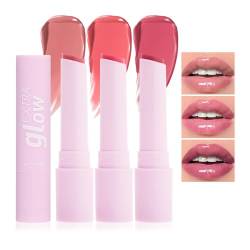 Prreal 3PCS Jelly Lipstick Set, Hydrating Colour Jelly Lip Balm, Moisturising Long Lasting Lipstick Makeup Set, Smooth Tint Lip Balm Lip Gloss Lipstick for Lips Gift Set for Women(Set A) von Prreal