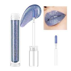 Prreal Glitter Lip Gloss, Shimmer Lip Plumper Gloss, Holographic Glitter Liquid Lipstick, Diamond Pearl Shine Lip Glaze, Non-Sticky Long Lasting Chameleon Laser Lip Eyeshadow Makeup(03 Blue) von Prreal