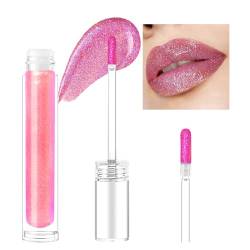 Prreal Glitter Lip Gloss, Shimmer Lip Plumper Gloss, Holographic Glitter Liquid Lipstick, Diamond Pearl Shine Lip Glaze, Non-Sticky Long Lasting Chameleon Laser Lip Eyeshadow Makeup(11 Pink-Purple) von Prreal