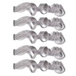 Lockige Perücke Spurlose Locken Natürliche Haarspangen für Mädchen Jeden Tag (weißer Tee grau) von Pssopp