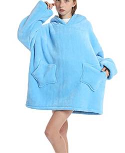 Übergroße Hoodie Decke,Flanell Sweatshirt Decke,Kuscheldecke mit ärmel,Kuschelpullover Für Kinder Junge Mädchen von Pterygoid