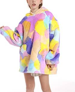 Übergroße Hoodie Decke,Flanell Sweatshirt Decke,Kuscheldecke mit ärmel,Kuschelpullover Für Kinder Junge Mädchen von Pterygoid