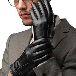 Pu Ran® Herren Winter PU Kunstleder Handschuhe Touchscreen Fahren Lange Fleece Gefüttert von Pu Ran