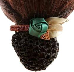 Haarknoten-Abdeckung for Damen, Netz-Snood-Haarnetz, Netz-Haarspange mit Schleife, Damen-Haarknoten-Abdeckung aus Netzstoff mit Schleife, elastische Haarknoten-Abdeckung, Blumen-Haar-Snood-Netz, Haars von PuLAif
