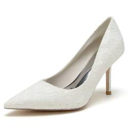 PuPLUM Hochzeitsschuhe für Damen, geschlossener Zehenbereich, hoher Absatz, Satin, Hochzeitssandalen,Spitzer Zehenbereich, Partykleid, Stiletto Absatz 8,5 cm von PuPLUM