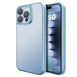 PuRoxx Durchsichtig Hülle für iPhone 15 Pro Max/15 Pro/15 Plus/15, Dünne Leichte Sturzsicher Schutzhülle, Metall Rahmen Kamera Objektiv Schutz Hülle,Blue1,15 von PuRoxx