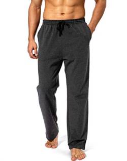 Pudolla Herren Baumwolle Yoga Sweatpants Athletic Lounge Pants Open Bottom Casual Jersey Hose für Männer mit Taschen, anthrazit, Groß von Pudolla