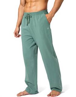 Pudolla Herren Baumwolle Yoga Sweatpants Athletic Lounge Pants Open Bottom Casual Jersey Hose für Männer mit Taschen - Grün - XX-Large von Pudolla