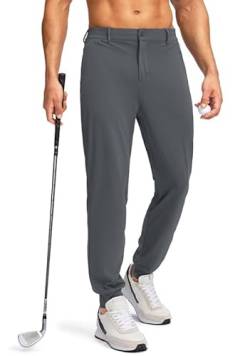 Pudolla Herren-Golfhose mit Reißverschlusstaschen, Stretch, schmale Passform, leicht, lässig, Golfhose für Herren, Farbe: Grau, Groß von Pudolla