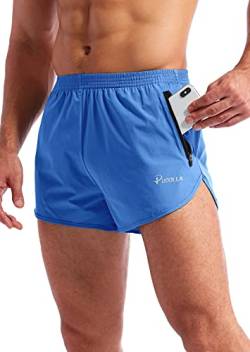 Pudolla Herren-Laufshorts 7,6 cm, schnell trocknend, für Fitnessstudio, athletische Workout-Shorts für Herren, mit Reißverschlusstaschen, Königsblau, XL von Pudolla