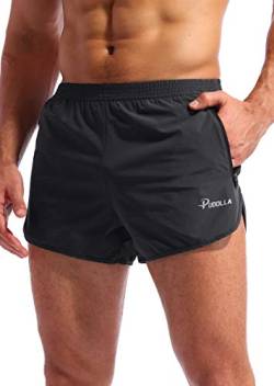 Pudolla Herren-Laufshorts 7,6 cm, schnell trocknend, für Fitnessstudio, athletische Workout-Shorts für Herren, mit Reißverschlusstaschen, grau dunkel, X-Klein von Pudolla