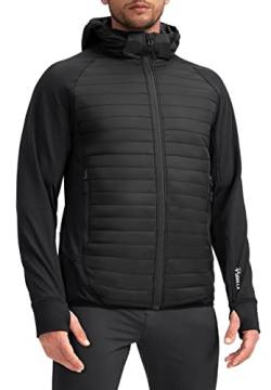 Pudolla Herren Leichte Puffer Jacke Winter Thermo Laufjacke Hybrid Wasserdicht Daunenmantel für Golf Wandern, Schwarz, Small von Pudolla