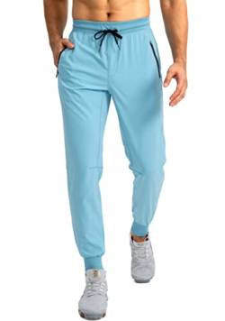 Pudolla Leichte Jogginghose für Herren, mit Reißverschluss-Taschen, LSF 50+, hellblau, Mittel von Pudolla