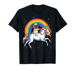 Pug Riding Unicorn Pugicorn Girls Rainbow Gifts Galaxy T-Shirt von Pug DU Clothing