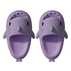 Puimentiua Fluoreszierende Hai Hausschuhe Schlappen,Shark Slippers Slides,Damen Sharky Schuhe,Herren Haifisch Badelatschen | 18- Fluoreszierendes Lila,40-41 EU von Puimentiua